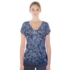 Internet Planet Drink Computer Short Sleeve Front Detail Top by Wegoenart