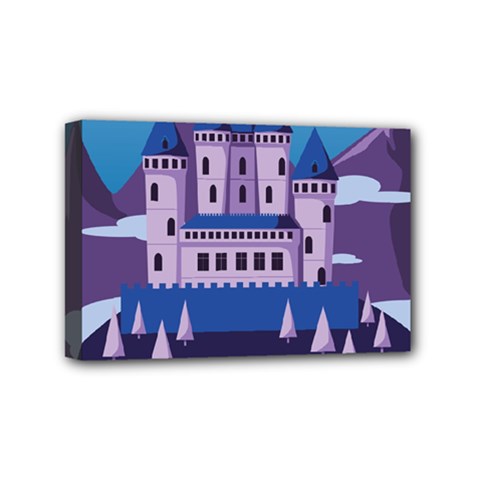 Illustration Castle Mountain Tower Sky Mini Canvas 6  X 4  (stretched) by danenraven