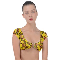 Duck Cartoon Background Pattern Cap Sleeve Ring Bikini Top by Wegoenart