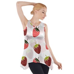 Strawberry Fruit Pattern Background Side Drop Tank Tunic by Wegoenart