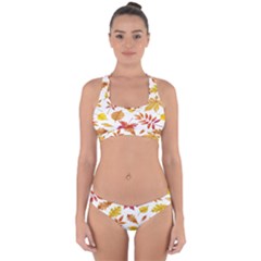 Watercolor-autumn-leaves-pattern-vector Cross Back Hipster Bikini Set