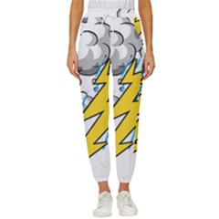 Storm Thunder Lightning Light Flash Cloud Cropped Drawstring Pants by danenraven
