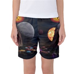 Eye Of Sauron Space Mushroom Moon Women s Basketball Shorts