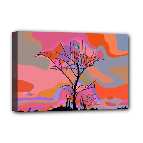 Tree Landscape Abstract Nature Colorful Scene Deluxe Canvas 18  X 12  (stretched)
