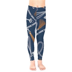 Chains Seamless Pattern Kids  Leggings by Ravend