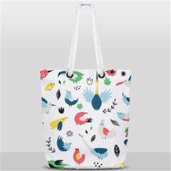 Vector-set-isolates-with-cute-birds-scandinavian-style Full Print Rope Handle Tote (small) by Jancukart