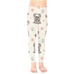 Pug-dog-cat-with-bone-fish-bones-paw-prints-ball-seamless-pattern-vector-background Kids  Leggings