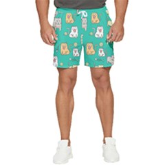 Seamless-pattern-cute-cat-cartoon-with-hand-drawn-style Men s Runner Shorts