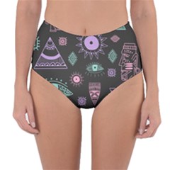 Vintage-seamless-pattern-with-tribal-art-african-style-drawing Reversible High-waist Bikini Bottoms