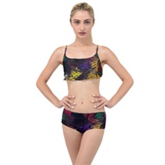 Abstract Painting Colorful Layered Top Bikini Set