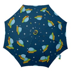 Seamless Pattern Ufo With Star Space Galaxy Background Hook Handle Umbrellas (large) by Wegoenart
