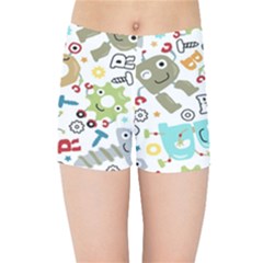 Seamless Pattern Vector With Funny Robot Cartoon Kids  Sports Shorts by Wegoenart
