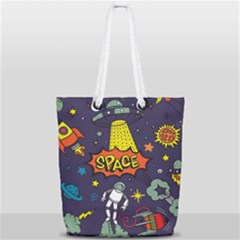 Vector Flat Space Design Background Full Print Rope Handle Tote (small) by Wegoenart