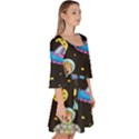 Seamless Pattern With Space Object Ufo Rocket Alien Hand Drawn Element Space Velour Kimono Dress View3