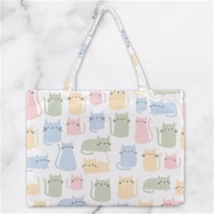 Cute-cat-colorful-cartoon-doodle-seamless-pattern Zipper Medium Tote Bag by Wegoenart