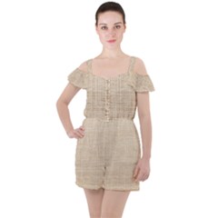 Linen Ruffle Cut Out Chiffon Playsuit by ConteMonfrey