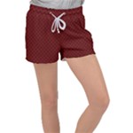 Diagonal Dark Red Small Plaids Geometric  Velour Lounge Shorts
