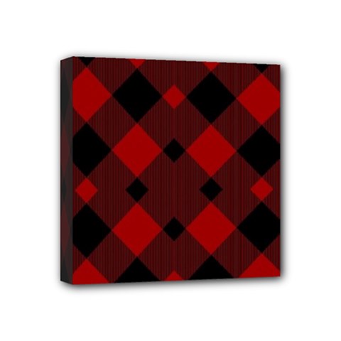 Red Diagonal Plaid Big Mini Canvas 4  X 4  (stretched) by ConteMonfrey