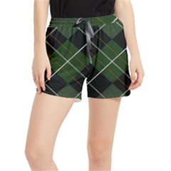 Modern Green Plaid Women s Runner Shorts by ConteMonfrey