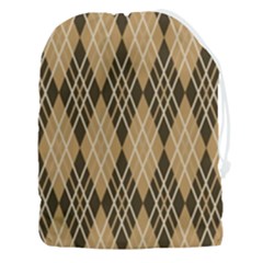 Coffee Diagonal Plaids Drawstring Pouch (3xl) by ConteMonfrey