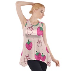 Seamless-strawberry-fruit-pattern-background Side Drop Tank Tunic by Wegoenart