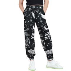 Vector-set-sketch-drawn-with-space Kids  Elastic Waist Pants by Wegoenart