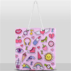 Fashion-patch-set Full Print Rope Handle Tote (large) by Wegoenart