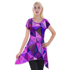 Triangular-shapes-background Short Sleeve Side Drop Tunic