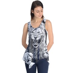 Drawing Angry Male Lion Roar Animal Sleeveless Tunic by danenraven