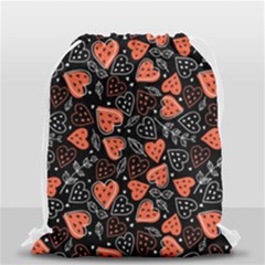 Seamless-vector-pattern-with-watermelons-hearts-mint Drawstring Bag (small) by Wegoenart