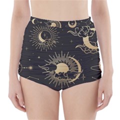 Asian-set-with-clouds-moon-sun-stars-vector-collection-oriental-chinese-japanese-korean-style High-waisted Bikini Bottoms by Wegoenart