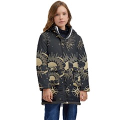Asian-set-with-clouds-moon-sun-stars-vector-collection-oriental-chinese-japanese-korean-style Kid s Hooded Longline Puffer Jacket by Wegoenart