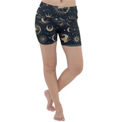 Asian-set-with-clouds-moon-sun-stars-vector-collection-oriental-chinese-japanese-korean-style Lightweight Velour Yoga Shorts by Wegoenart