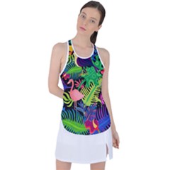 Tropical-exotic-colors-seamless-pattern Racer Back Mesh Tank Top by Wegoenart