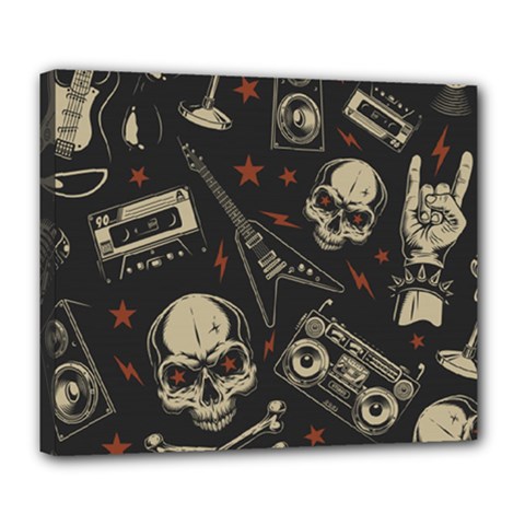 Grunge Seamless Pattern With Skulls Deluxe Canvas 24  X 20  (stretched)
