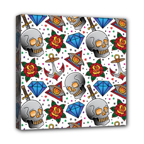 Full Color Flash Tattoo Patterns Mini Canvas 8  X 8  (stretched) by Wegoenart