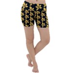 Orange And Black Leaves Lightweight Velour Yoga Shorts