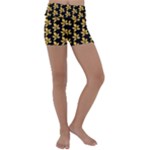Orange And Black Leaves Kids  Lightweight Velour Yoga Shorts