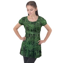 Matrix Technology Tech Data Digital Network Puff Sleeve Tunic Top by Wegoenart