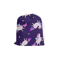 Fantasy Fat Unicorn Horse-pattern Fabric Design Drawstring Pouch (medium) by Wegoenart