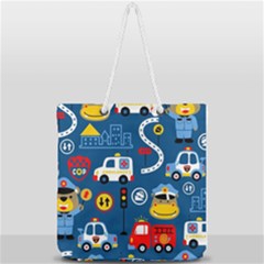 Car Cars Seamless Pattern Vector Rescue Team Cartoon Full Print Rope Handle Tote (large) by Wegoenart