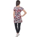 Abstract Random Painted Texture Puff Sleeve Tunic Top View2