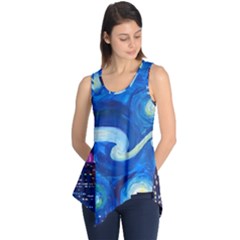 Starry Night In New York Van Gogh Manhattan Chrysler Building And Empire State Building Sleeveless Tunic by danenraven