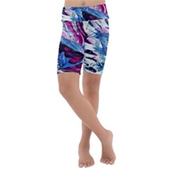 Feathers Kids  Lightweight Velour Cropped Yoga Leggings by kaleidomarblingart