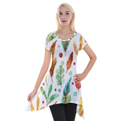 Watercolor Nature Glimpse  Short Sleeve Side Drop Tunic by ConteMonfrey