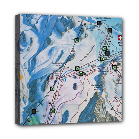 Map Zermatt The Alps Matterhorn Switzerland Mountain Nature Mini Canvas 8  X 8  (stretched) by Wegoenart