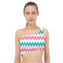 Zigzag Pattern Spliced Up Bikini Top  View1