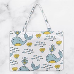 Cartoon Whale Seamless Background Pattern Medium Tote Bag by Jancukart