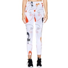 Cartoon Cat Seamless Pattern Graphic Pocket Leggings  by Jancukart