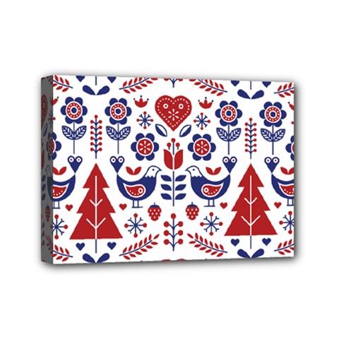 Scandinavian Folk Seamless Pattern Mini Canvas 7  X 5  (stretched) by Jancukart
